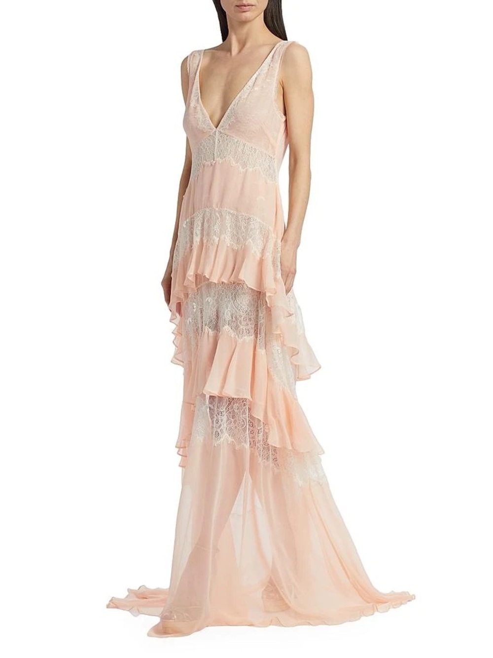 LoveShackFancy Callista Lace Tiered Maxi Dress - Lingerie Peche - Picture 4 of 9